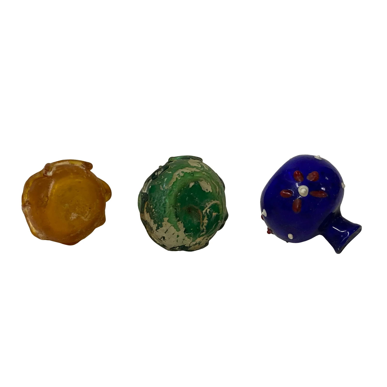 Contemporary Distressed Look Color Glass Small Bottle Vases- 3 Pieces - 4