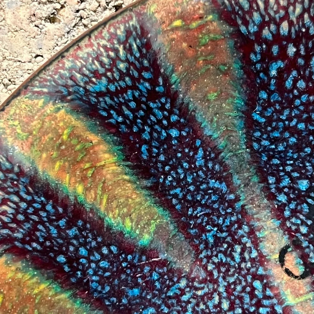 1960s Art Modernist Blue Fusion Swirl Copper Enamel Plate Signed - 10