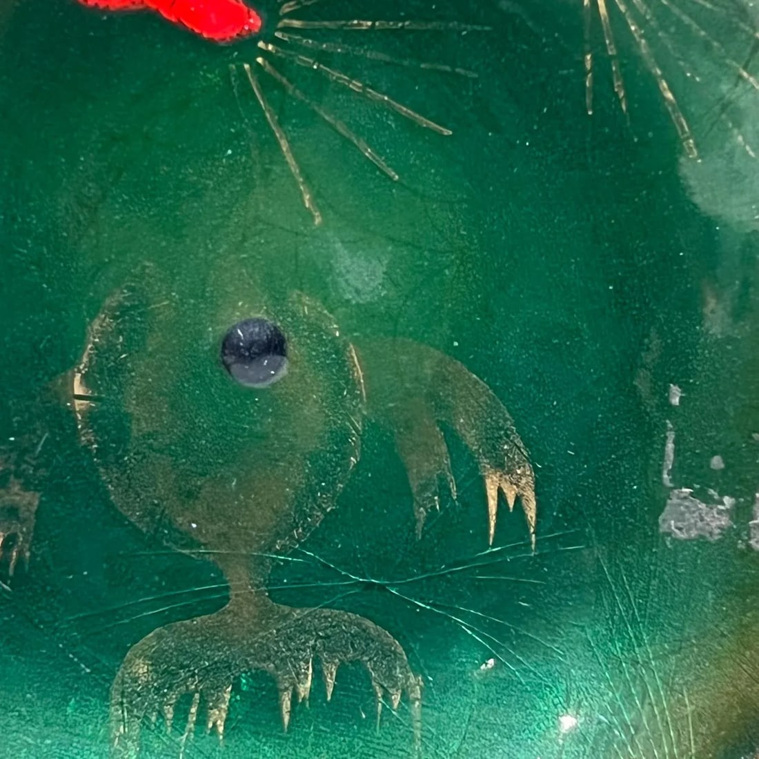 1960s Modernist Copper Enamel Art Abstract Green Fish Decorative Dish - 5