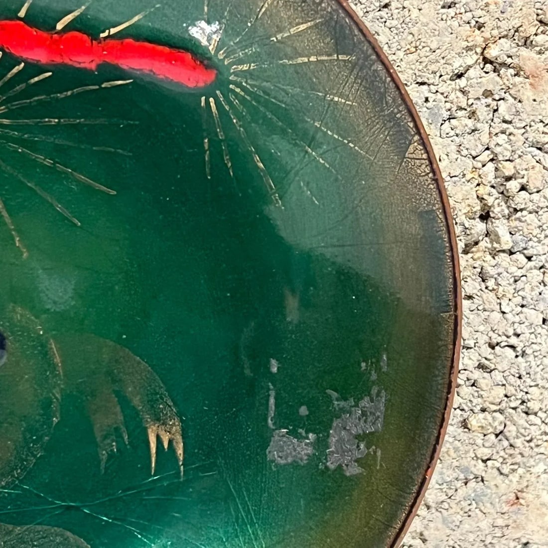 1960s Modernist Copper Enamel Art Abstract Green Fish Decorative Dish - 6