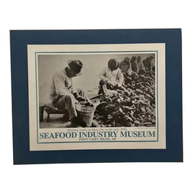 1930s Seafood Industry Museum Poster of Shucking Oysters