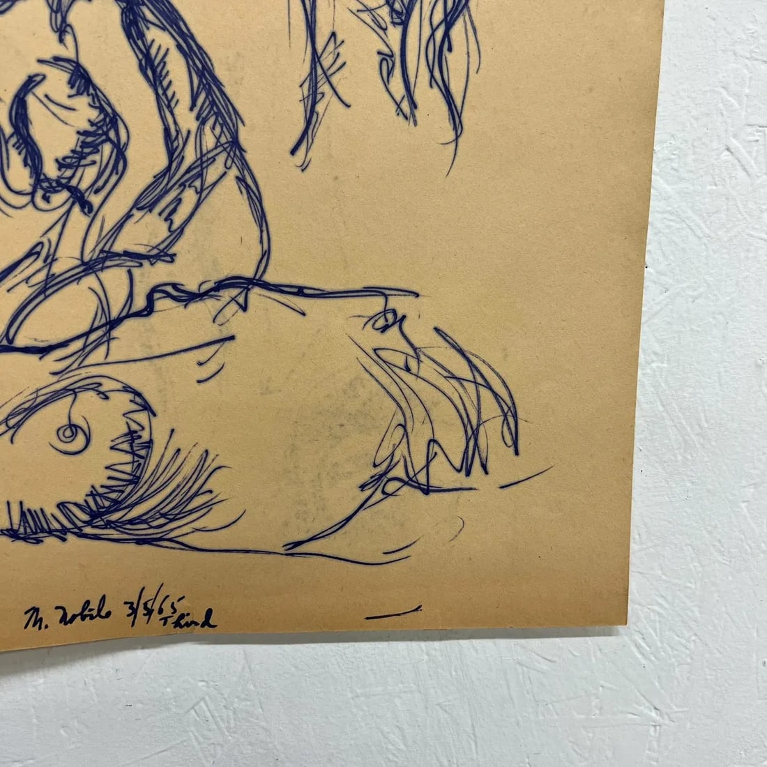 1960s Myrna Nobile Nude Art Drawing #2 on Paper 3/5/65 Signed - 7
