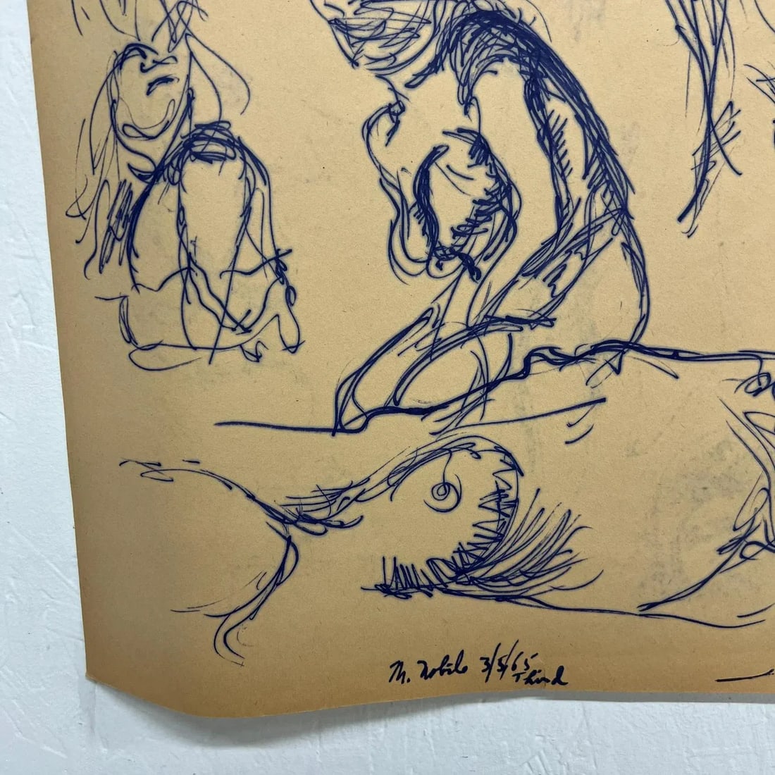 1960s Myrna Nobile Nude Art Drawing #2 on Paper 3/5/65 Signed - 8