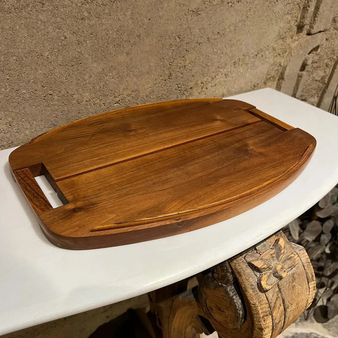 1970s Modern Charcuterie Platter Wood Cutting Board - 12