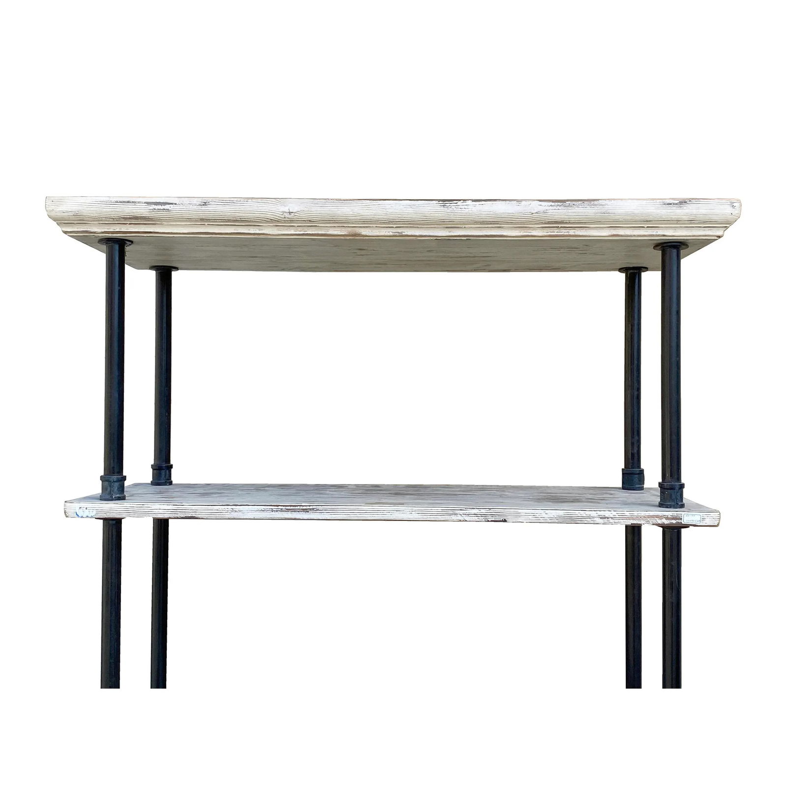 Iron Bars Wash White Wood Shelves Industrial Bookcase Display Cabinet - 4