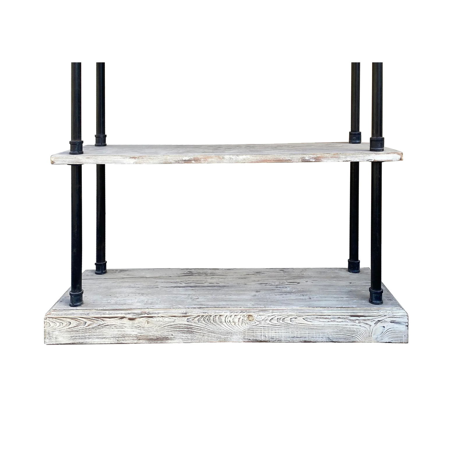 Iron Bars Wash White Wood Shelves Industrial Bookcase Display Cabinet - 5