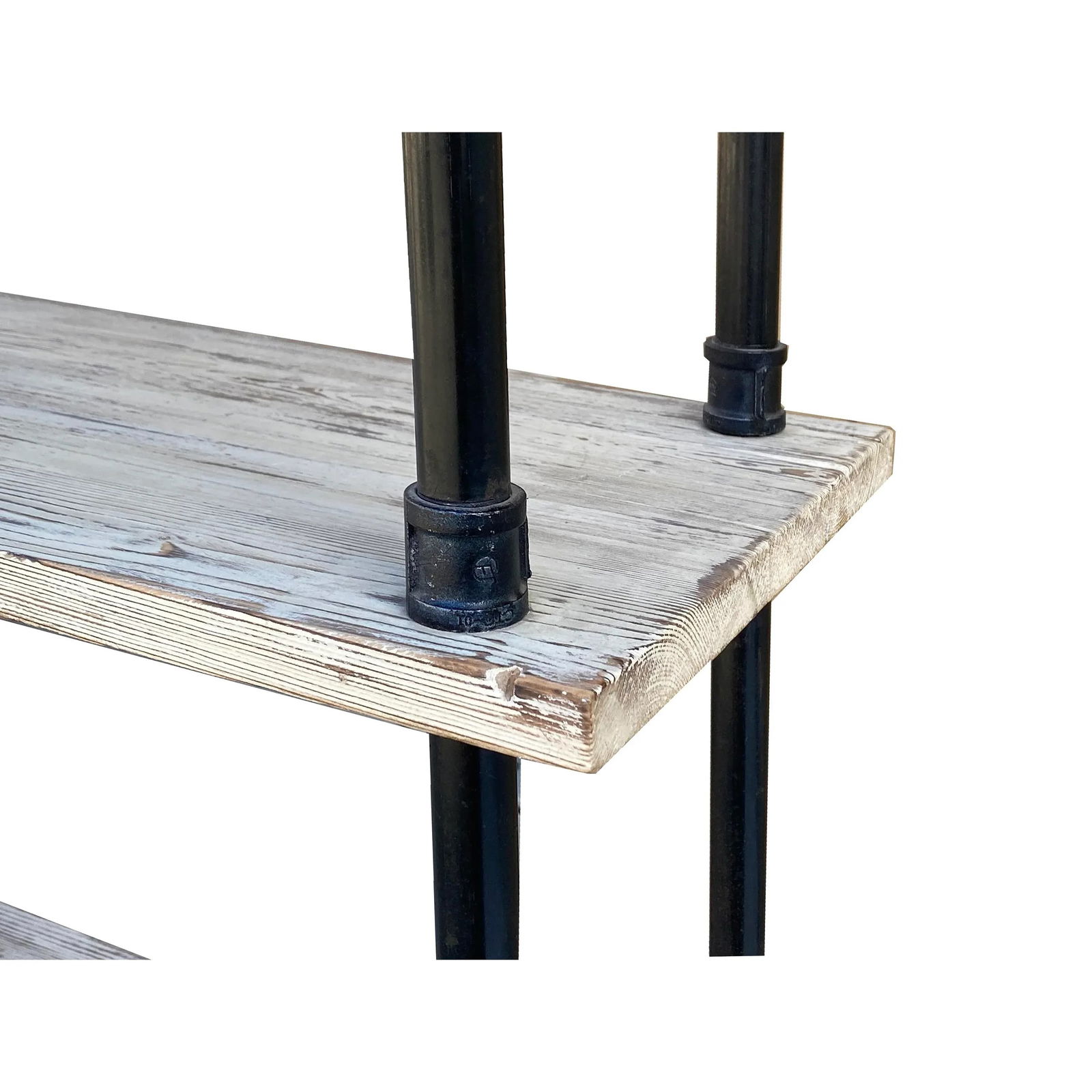 Iron Bars Wash White Wood Shelves Industrial Bookcase Display Cabinet - 7