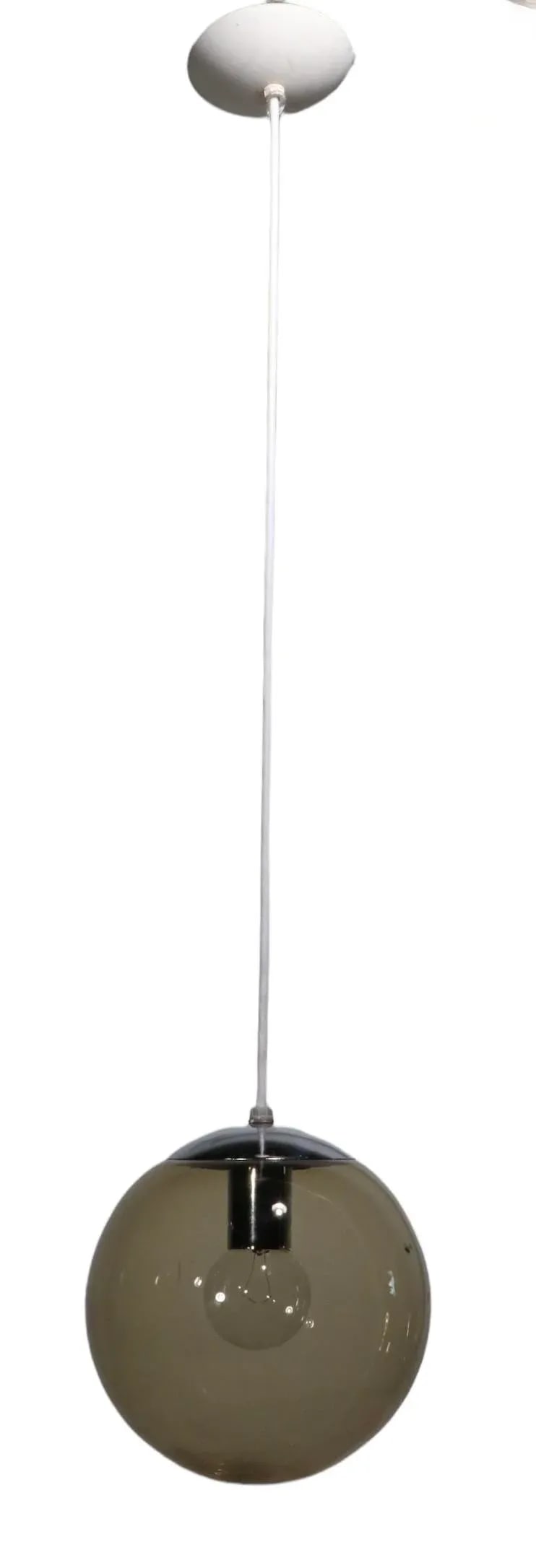 Tinted Glass Ball Fixture Chandelier Pendant Light Circa 1970's - 11