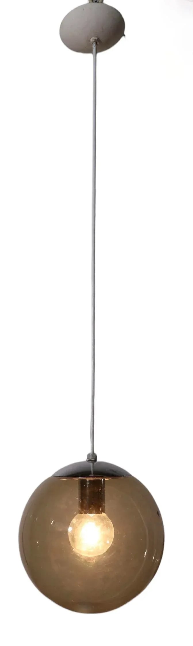 Tinted Glass Ball Fixture Chandelier Pendant Light Circa 1970's - 2