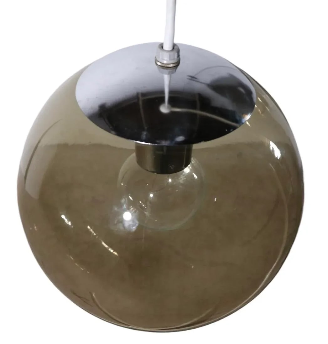 Tinted Glass Ball Fixture Chandelier Pendant Light Circa 1970's - 6
