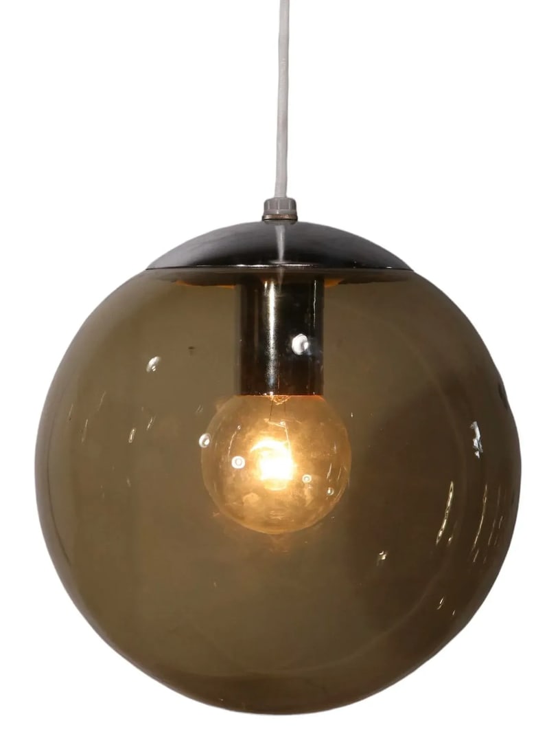 Tinted Glass Ball Fixture Chandelier Pendant Light Circa 1970's - 9