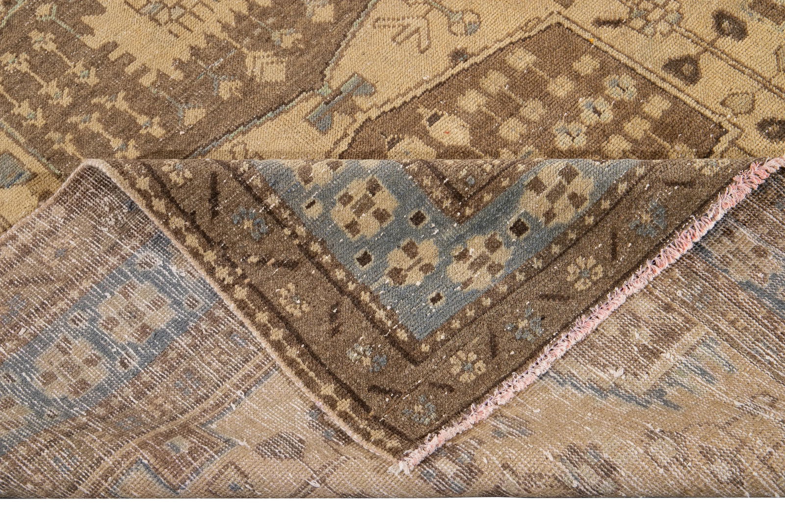 Early 20th Century Vintage Persian Tabriz Beige Handmade Medallion Wool Rug - 2