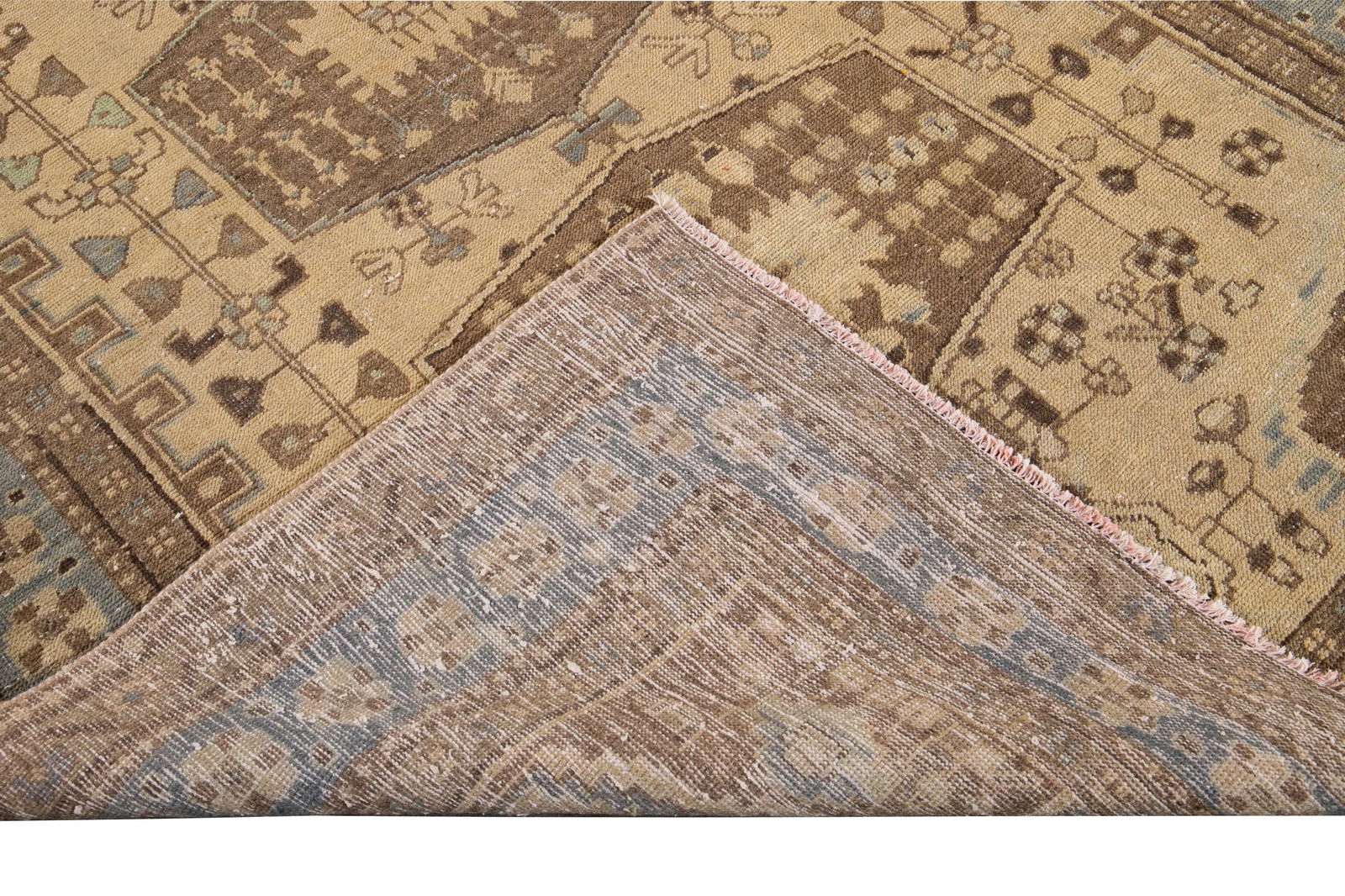 Early 20th Century Vintage Persian Tabriz Beige Handmade Medallion Wool Rug - 3