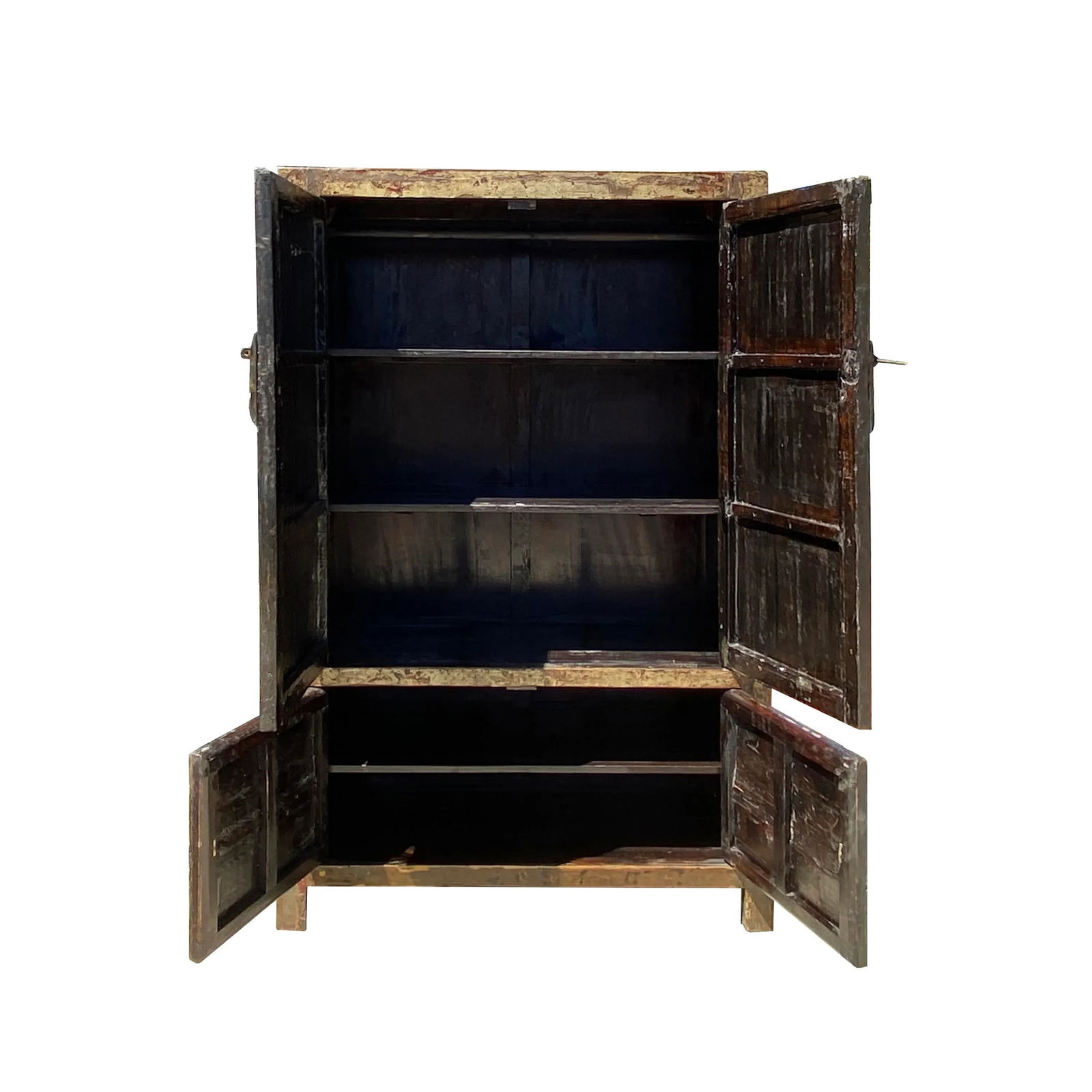 Chinese Distressed Sorrell Brown Graphic Tv Dressing Storage Cabinet - 2