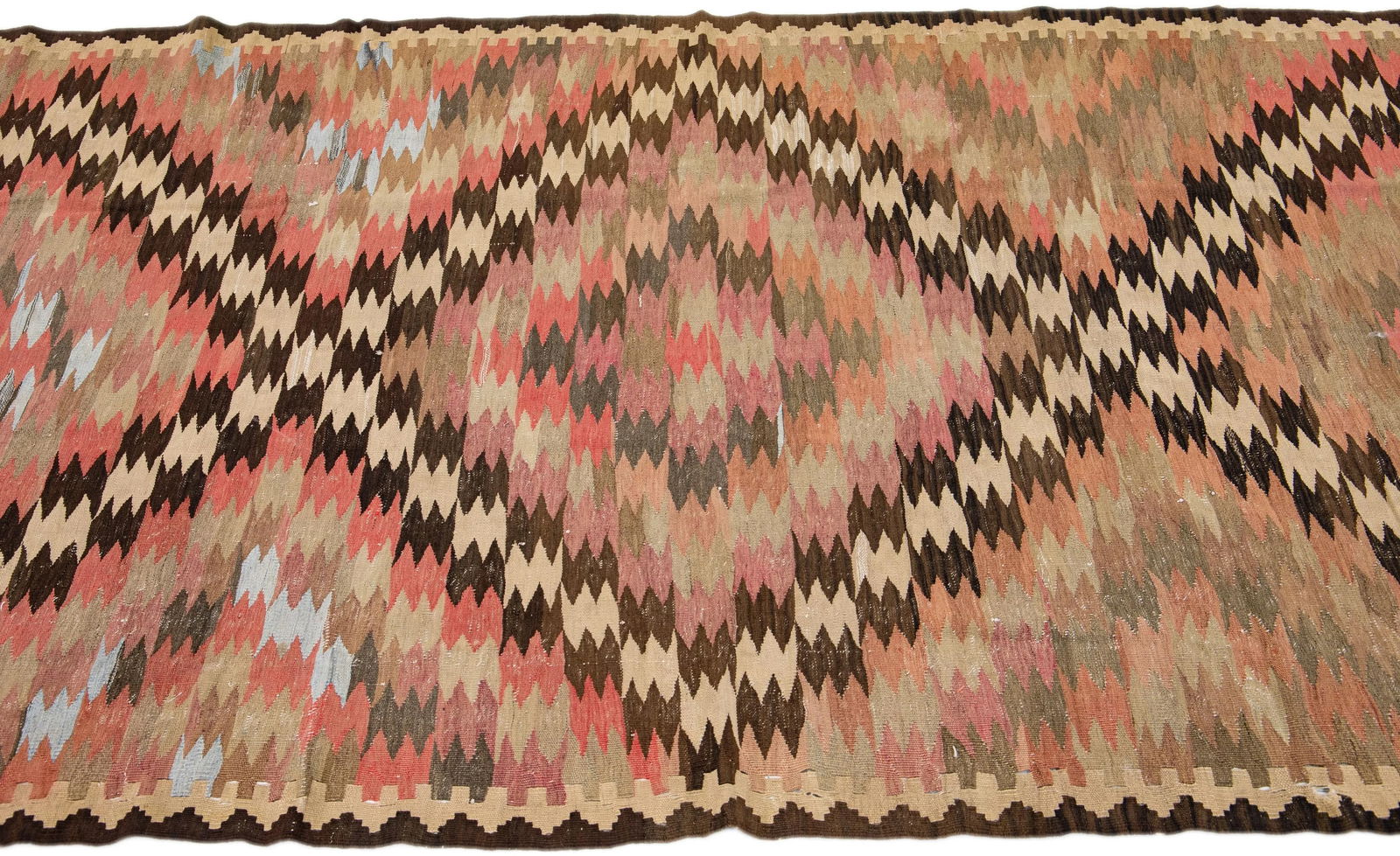 1960s Vintage Turkish Kilim Peach Handmade Tribal Wool Rug - 5