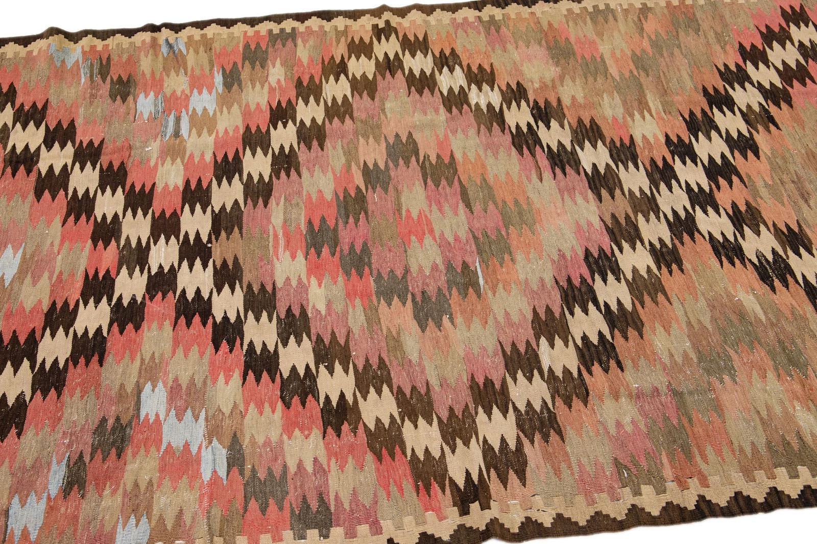 1960s Vintage Turkish Kilim Peach Handmade Tribal Wool Rug - 8
