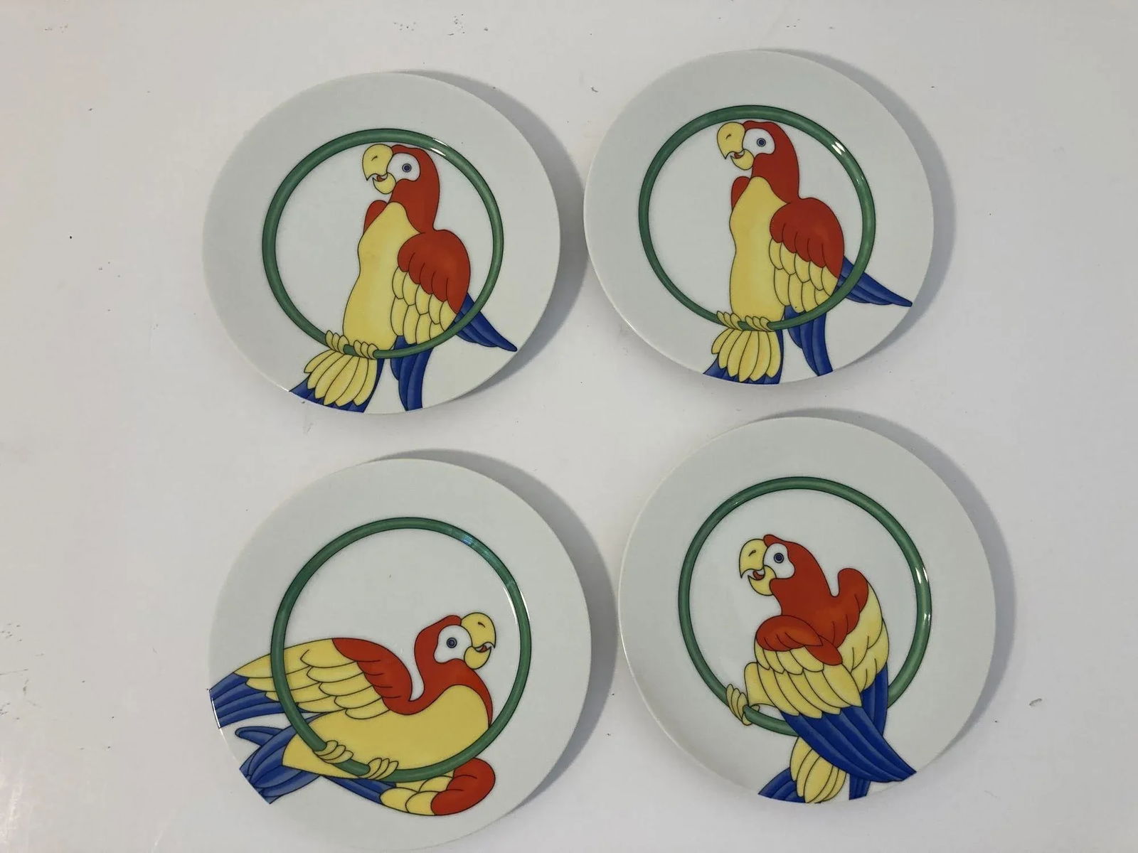 Vintage Parrots Decorative Plates by Fitz and Floyd Set of 4 - 13