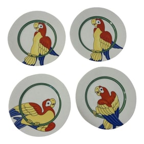 Vintage Parrots Decorative Plates by Fitz and Floyd Set of 4