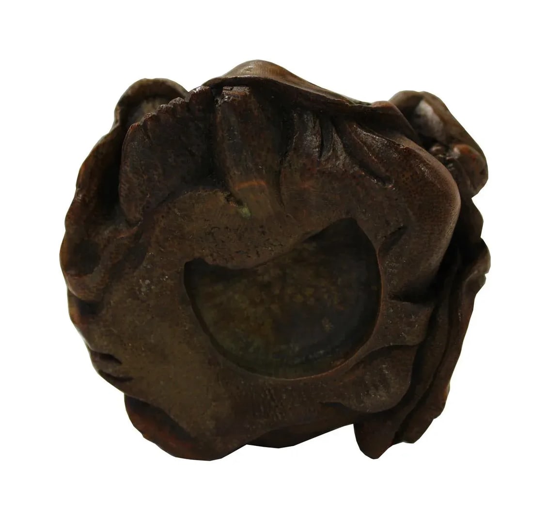 Chinese Carved Bamboo Child & Foo Dog Figure - 5