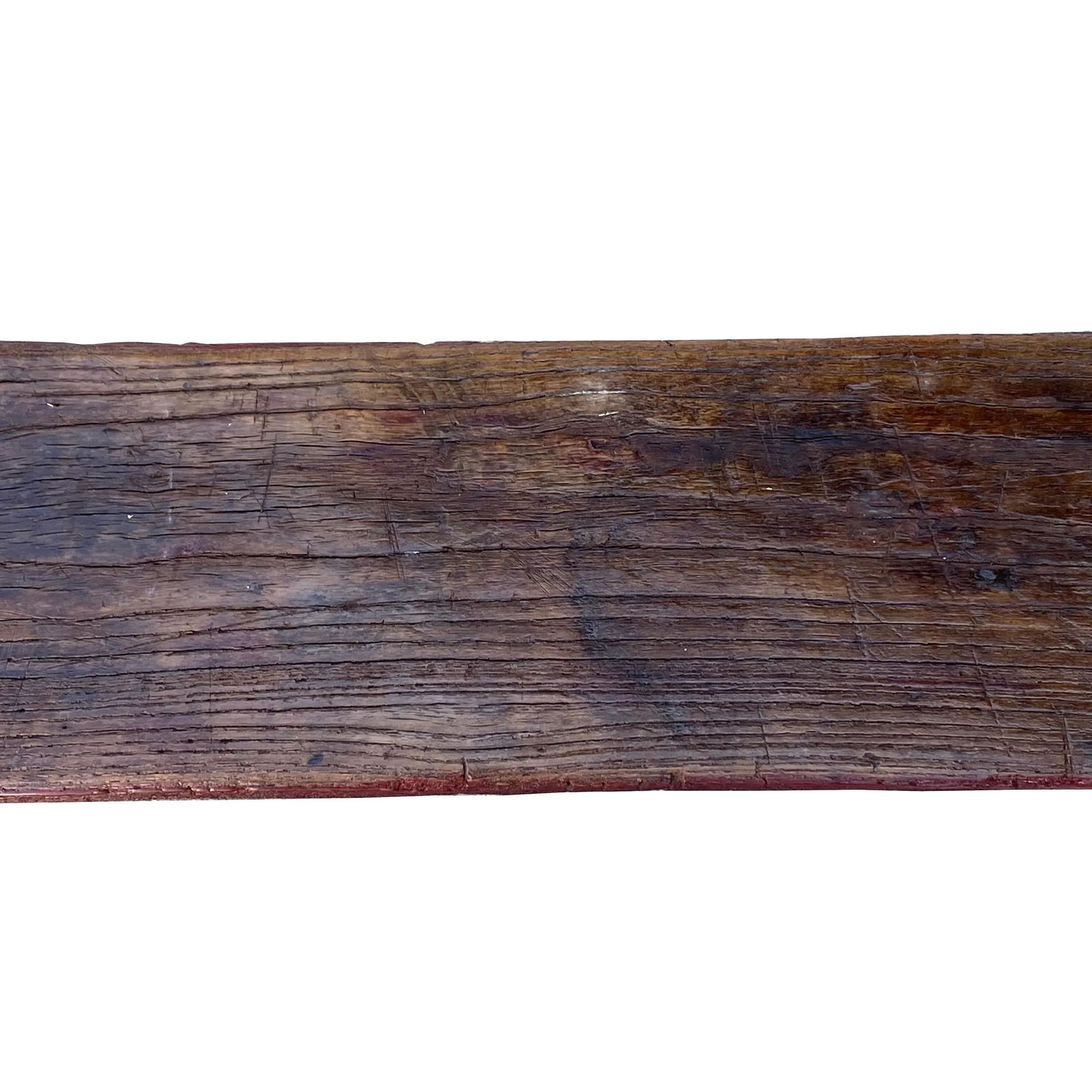 Vintage Brick Red Rural Village Rustic Slim Wood Seating Bench - 5