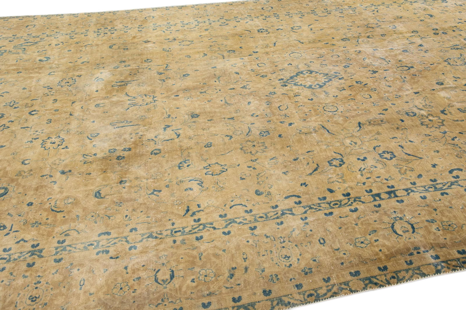 1950s Vintage Tabriz Tan Handmade Allover Motif Persian Wool Rug - 5