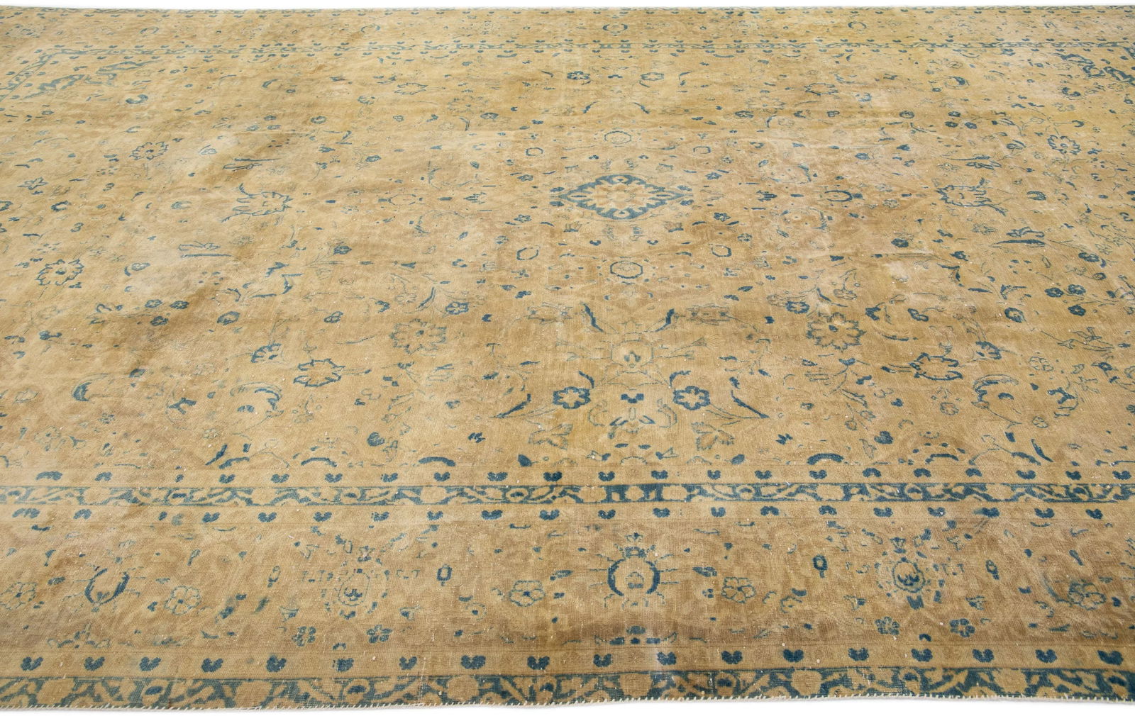 1950s Vintage Tabriz Tan Handmade Allover Motif Persian Wool Rug - 7