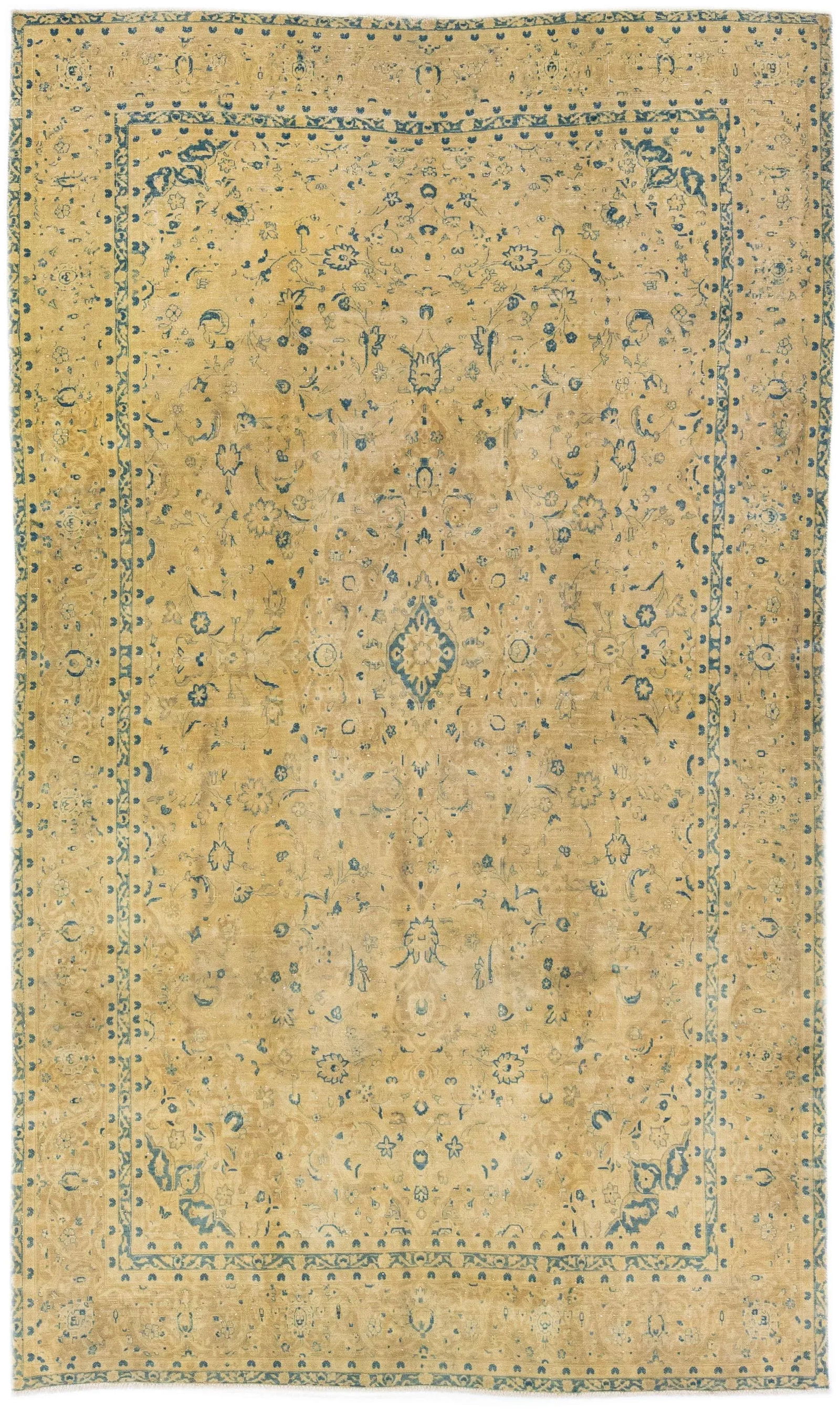 1950s Vintage Tabriz Tan Handmade Allover Motif Persian Wool Rug - 8