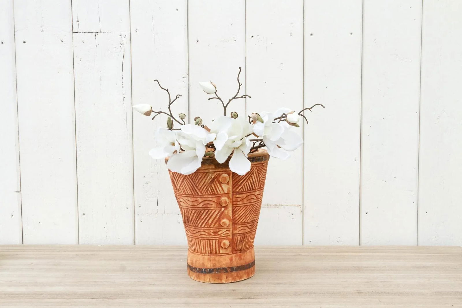 Coral Himachal Carved Bucket - 2