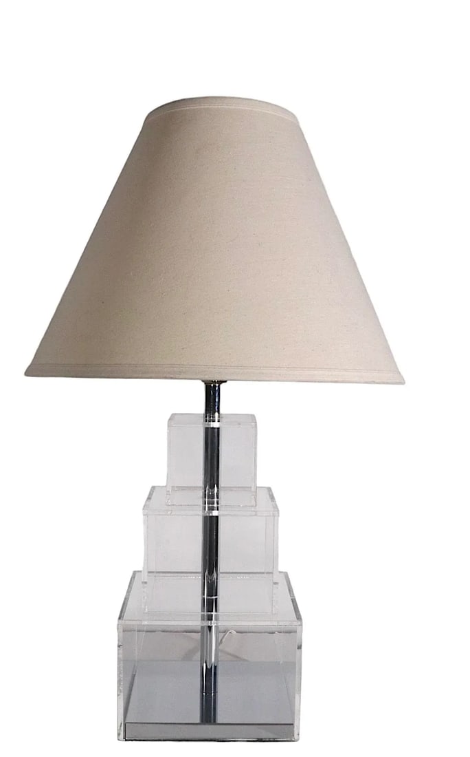 Stacked Cube Lucite Table Lamp by George Kovacs C. 1970's - 11