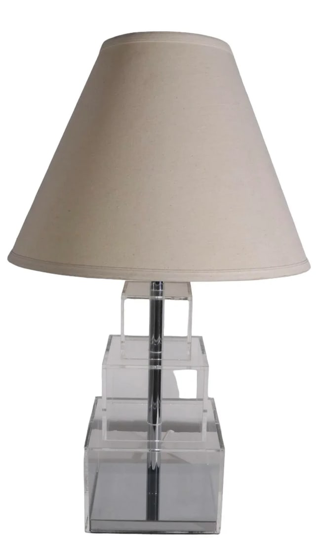 Stacked Cube Lucite Table Lamp by George Kovacs C. 1970's - 5