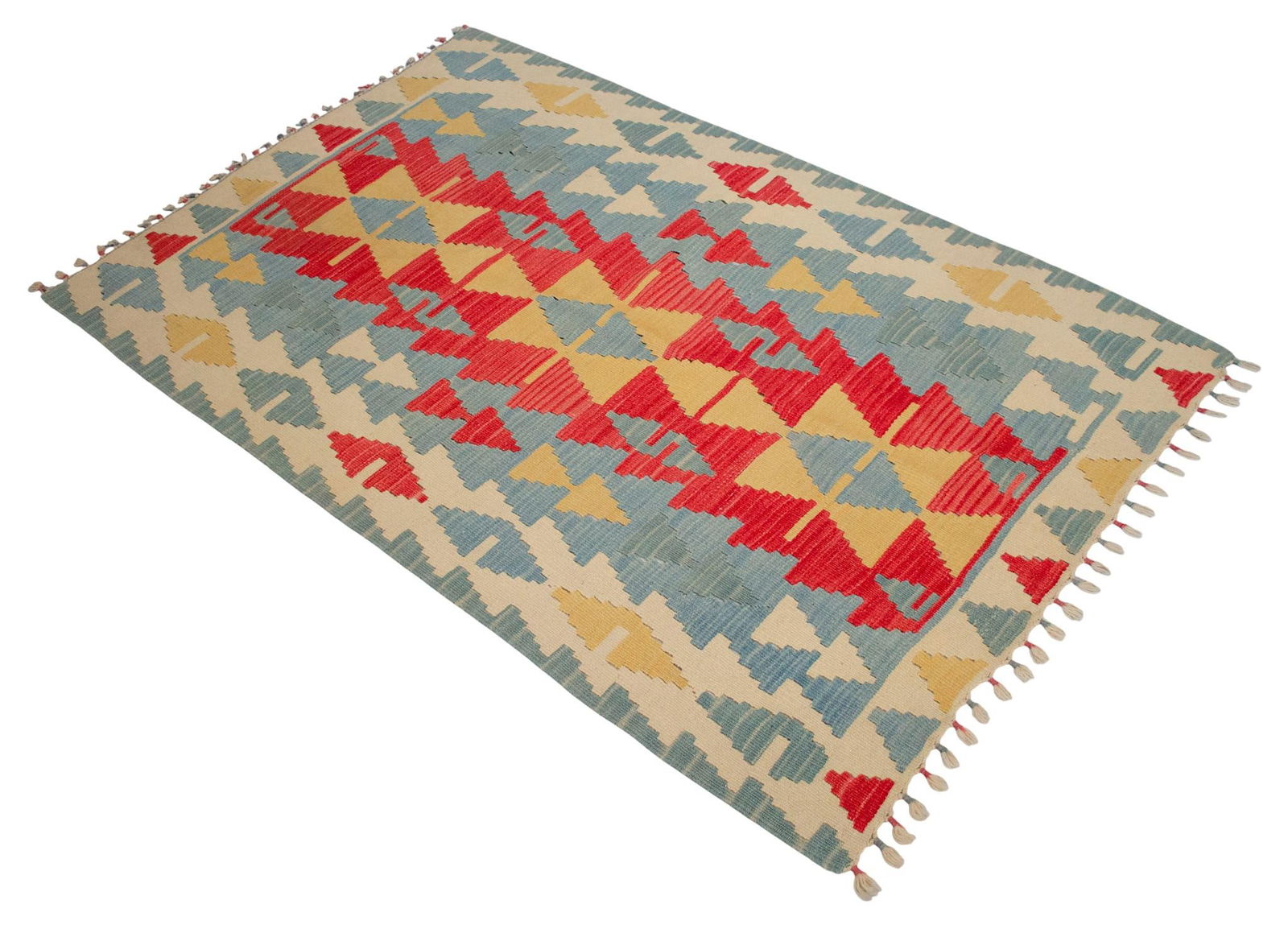 1980s Handmade Rug Colorful Kilim Small Rug - 4