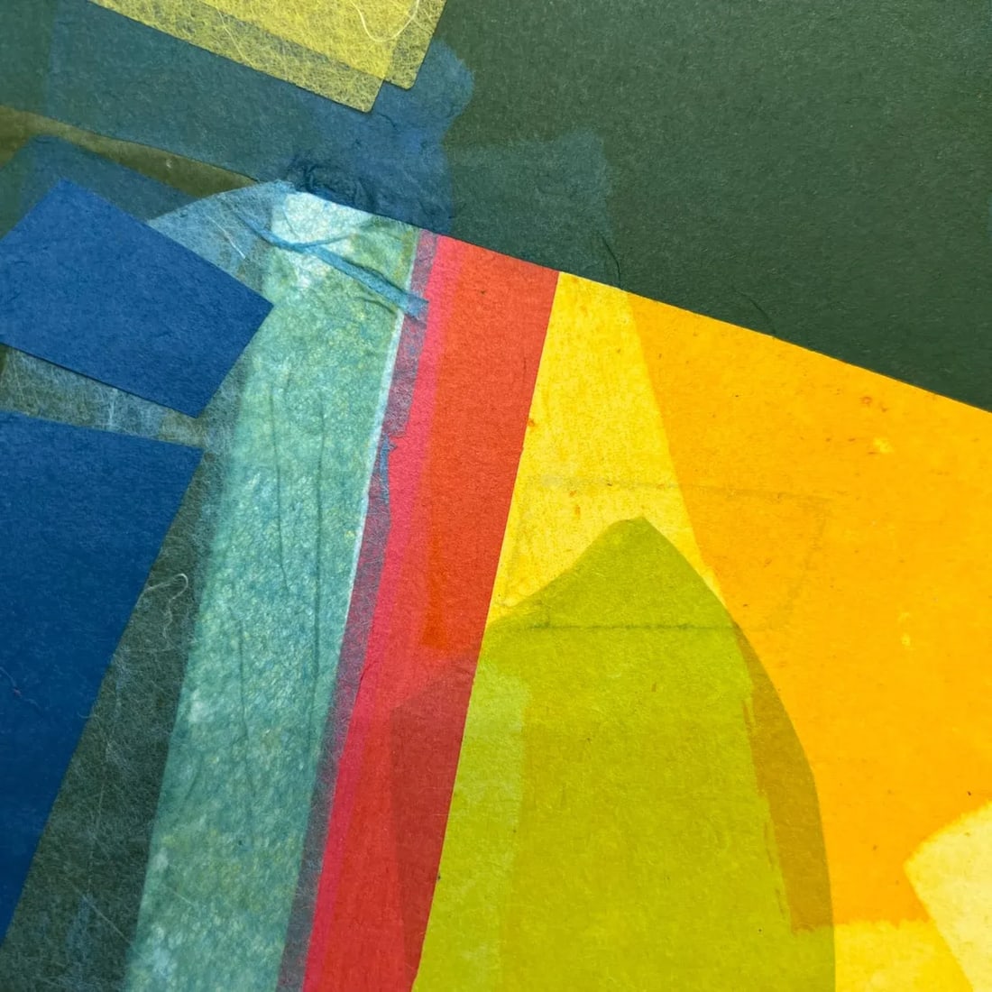 1990s Vintage Vibrant Yellow Cubist Print Artwork - 6