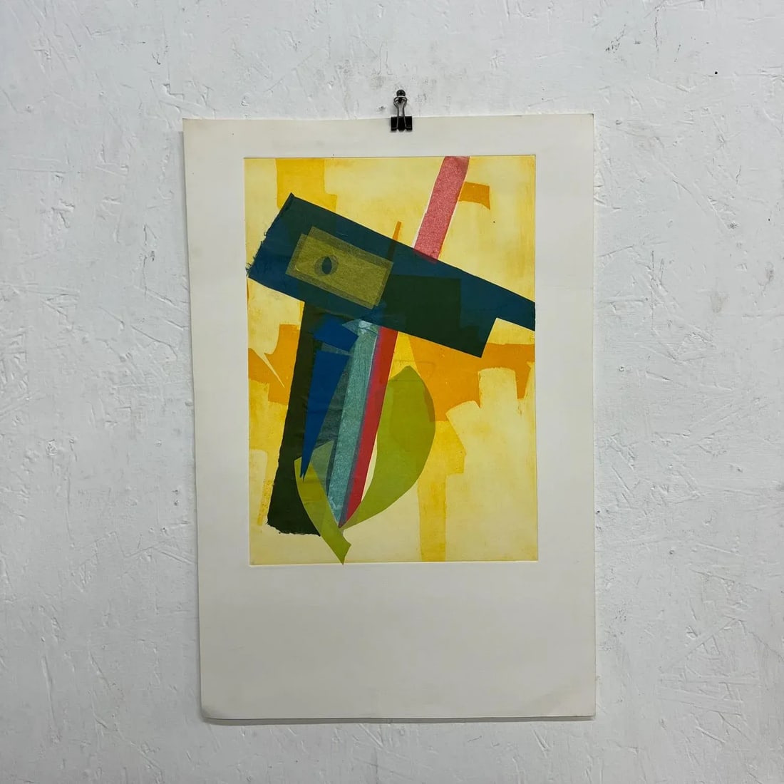 1990s Vintage Vibrant Yellow Cubist Print Artwork - 7