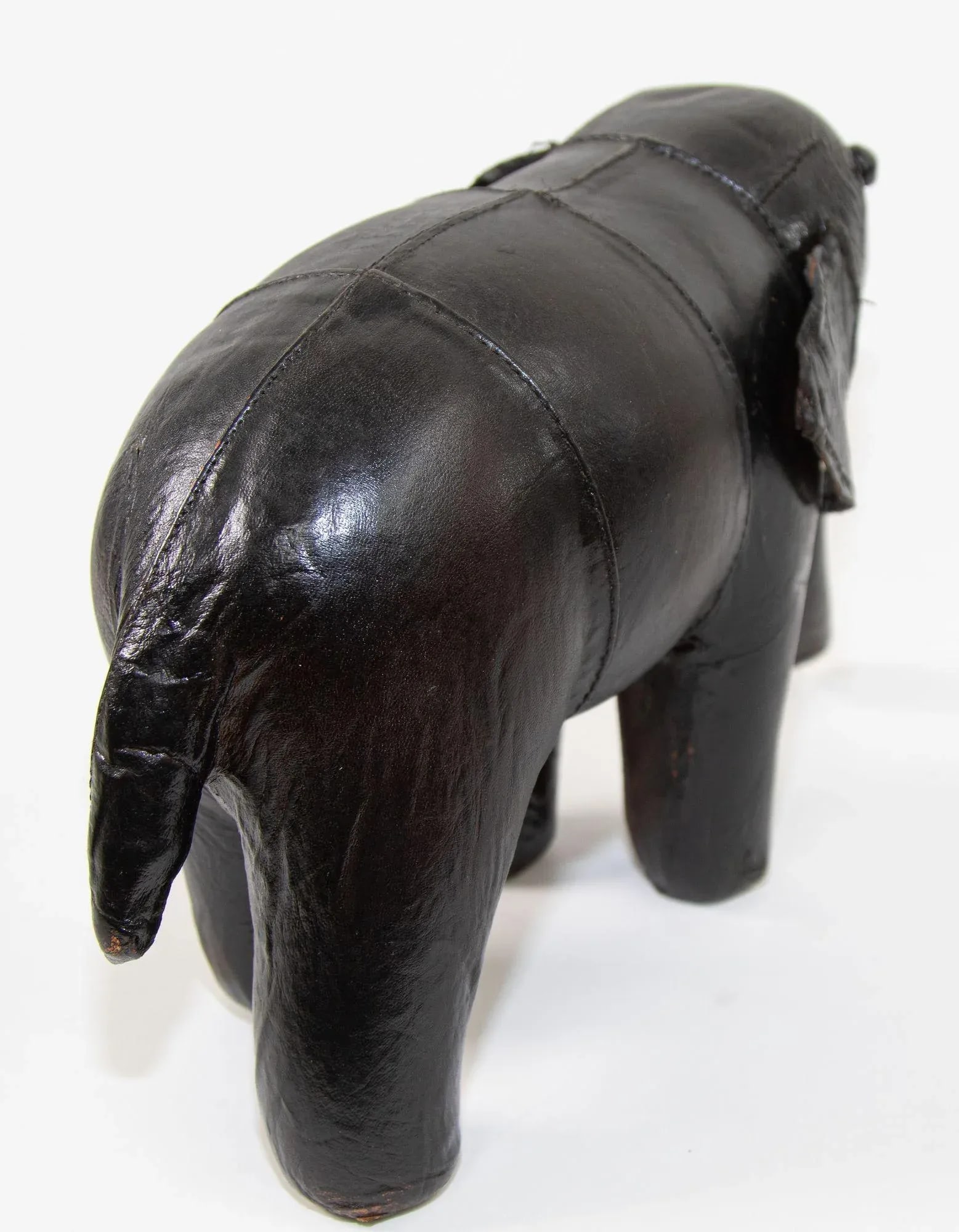 Black Leather Stuffed Elephant Toy - 11