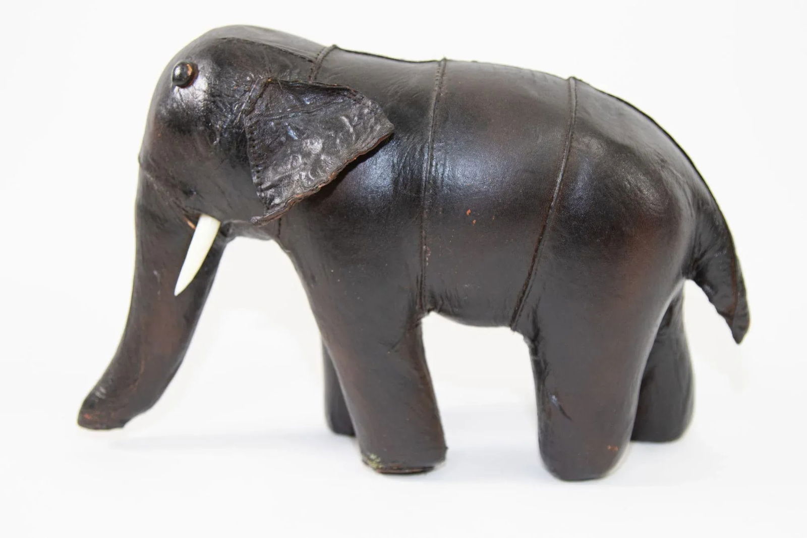 Black Leather Stuffed Elephant Toy - 2