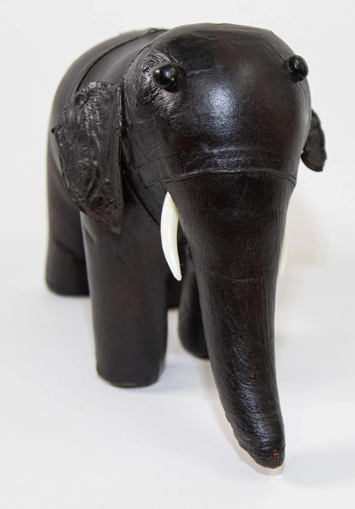 Black Leather Stuffed Elephant Toy - 3