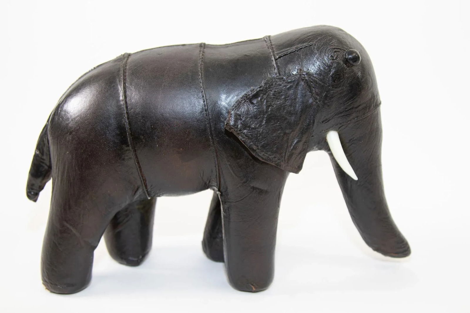 Black Leather Stuffed Elephant Toy - 5