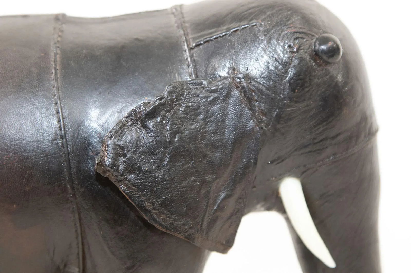 Black Leather Stuffed Elephant Toy - 6