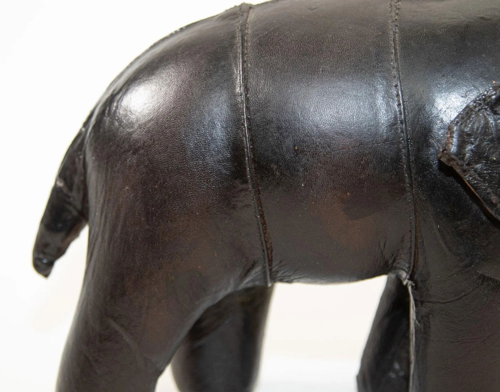 Black Leather Stuffed Elephant Toy - 7