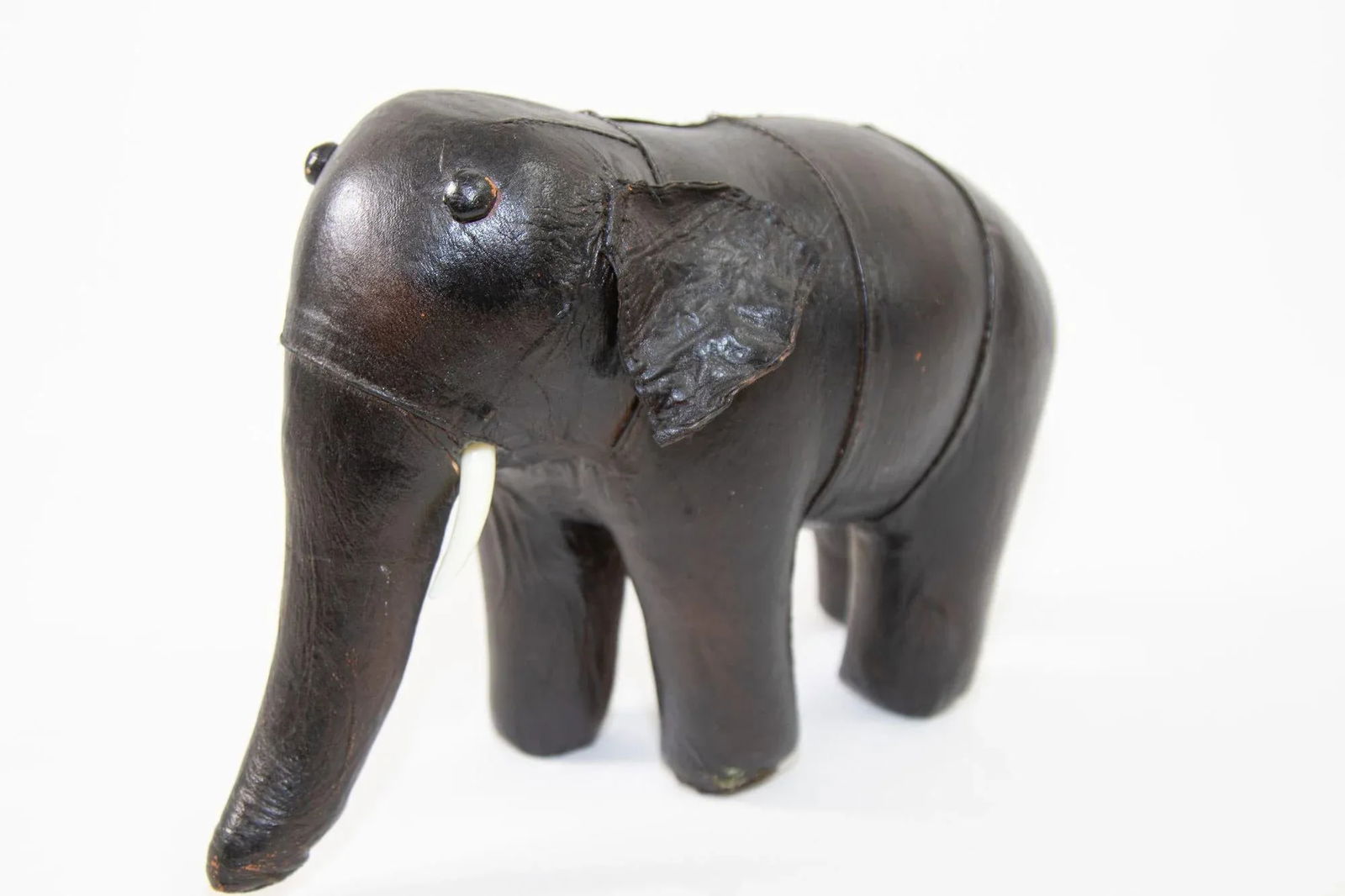 Black Leather Stuffed Elephant Toy - 8