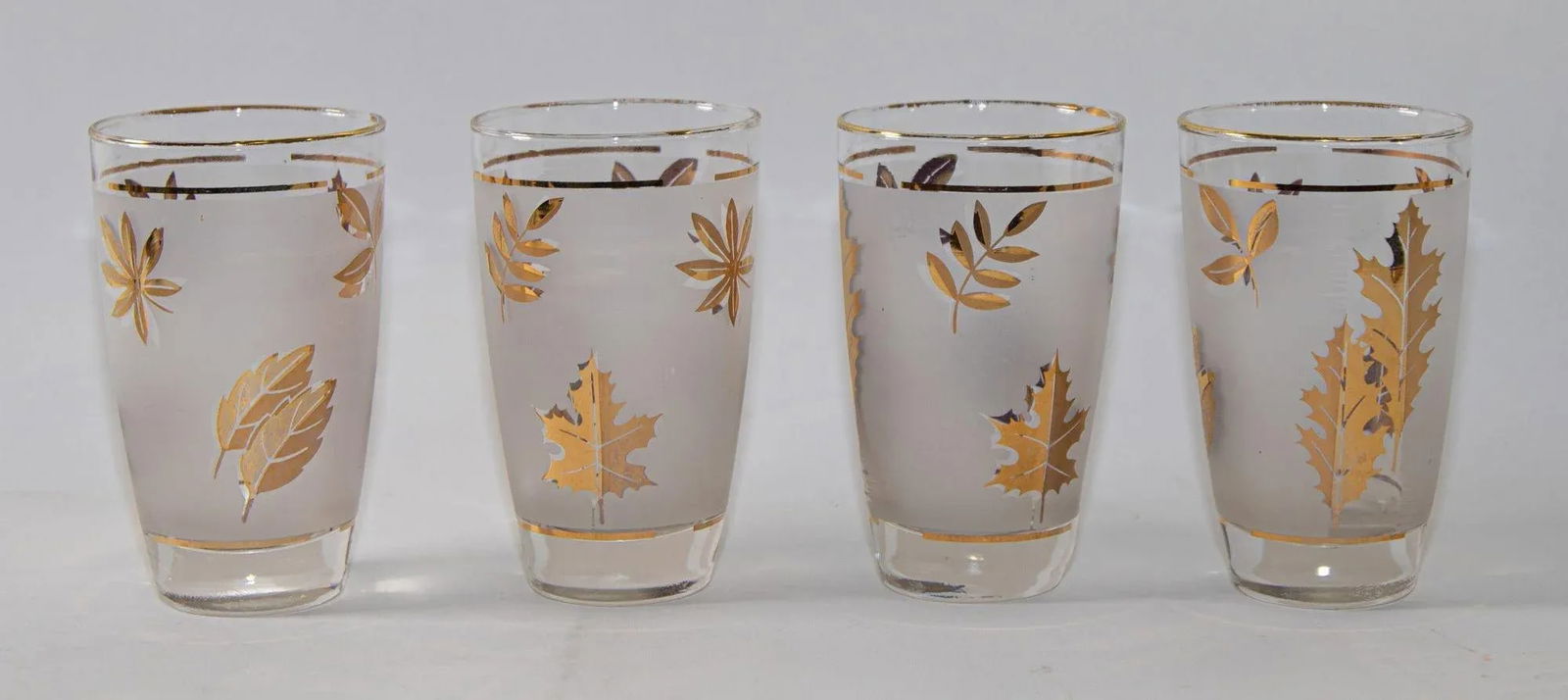 Vintage Libbey Frosted & Golden Foliage Cocktail Glasses, Set of 4 - 2