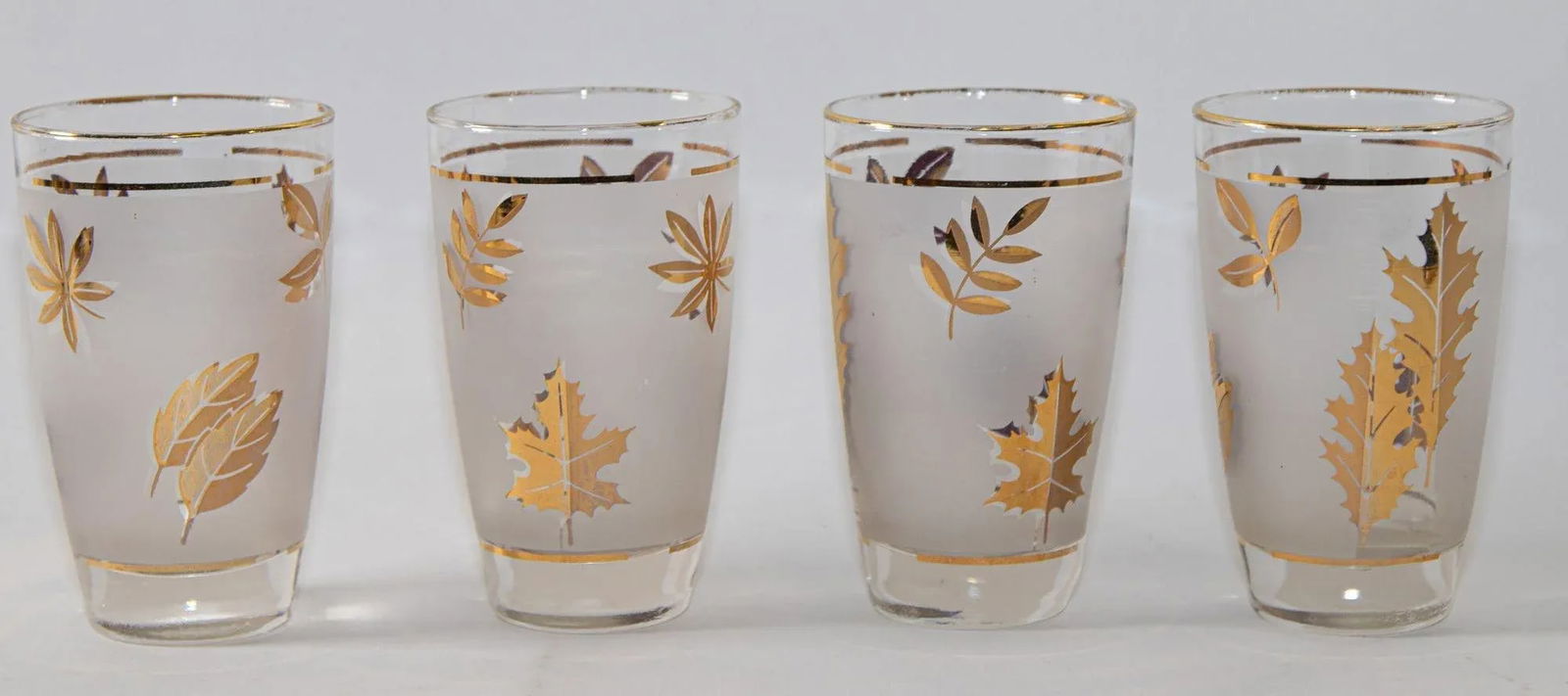 Vintage Libbey Frosted & Golden Foliage Cocktail Glasses, Set of 4 - 3