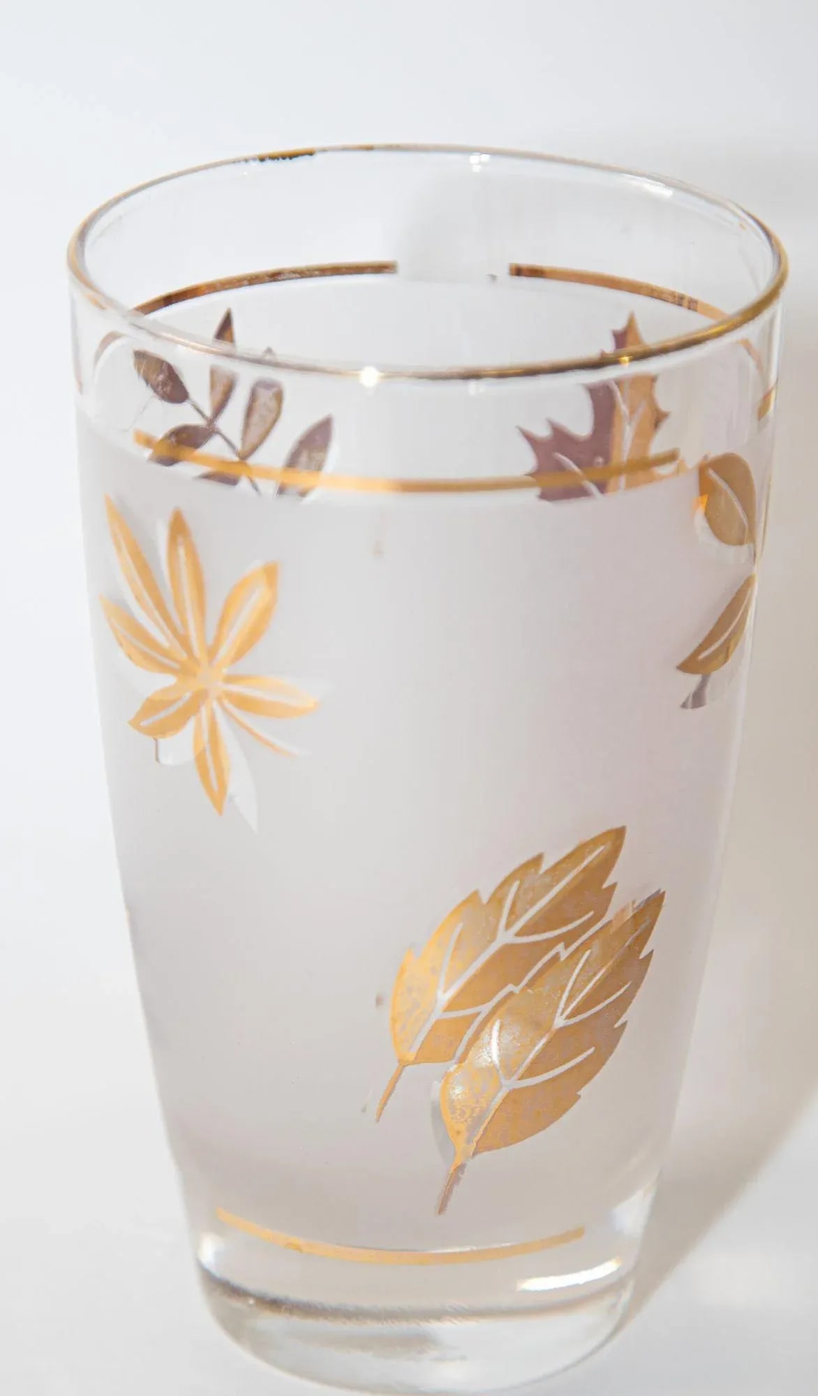 Vintage Libbey Frosted & Golden Foliage Cocktail Glasses, Set of 4 - 5