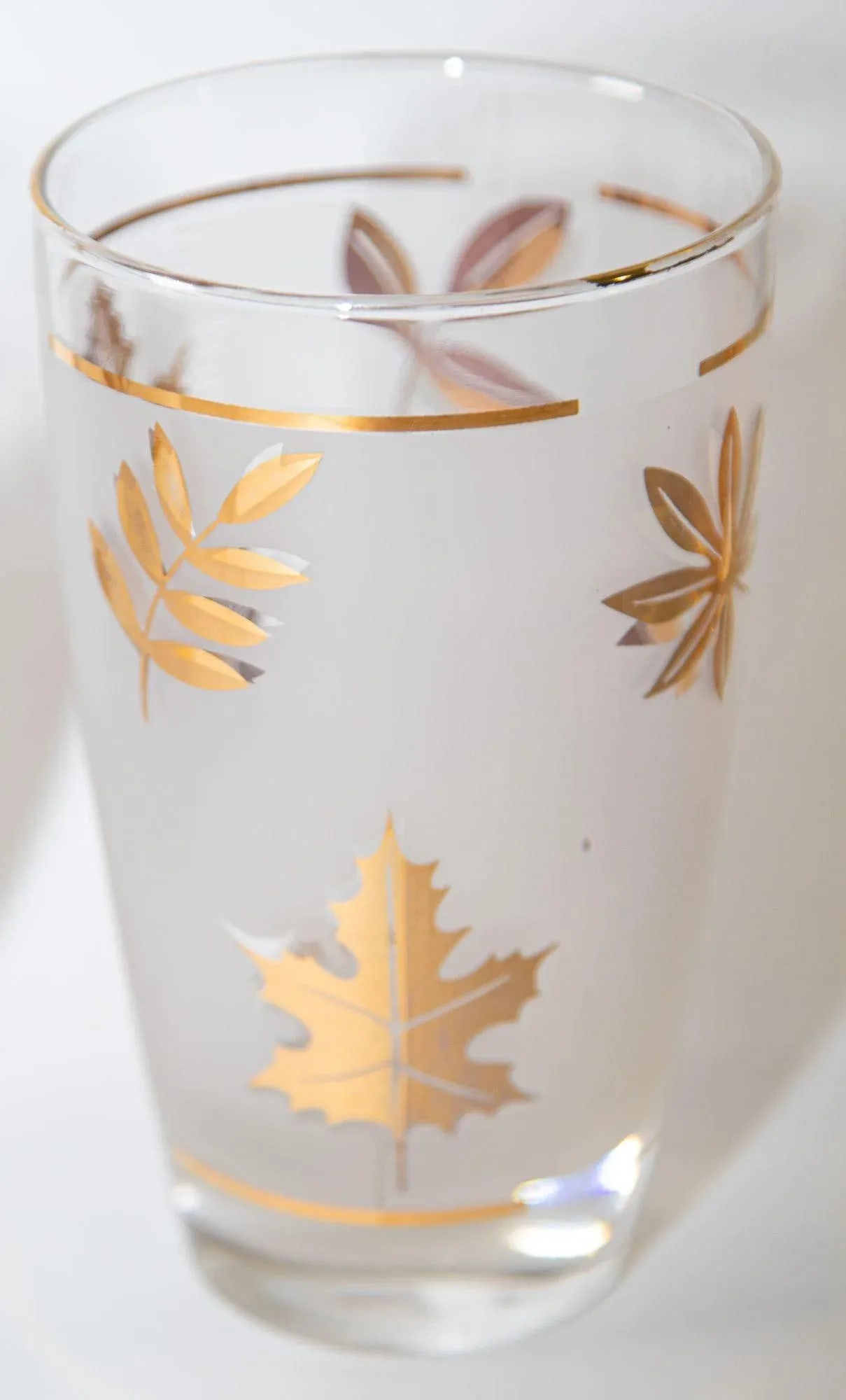 Vintage Libbey Frosted & Golden Foliage Cocktail Glasses, Set of 4 - 6
