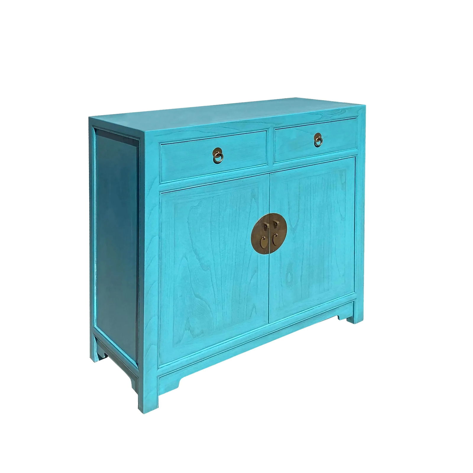 Chinese Simple Narrow Pastel Blue 2 Drawers Side Cabinet - 3
