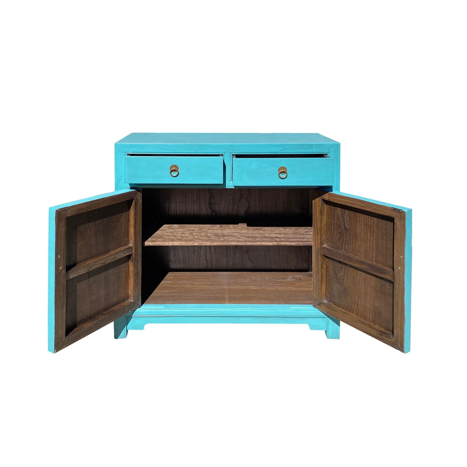 Chinese Simple Narrow Pastel Blue 2 Drawers Side Cabinet - 4