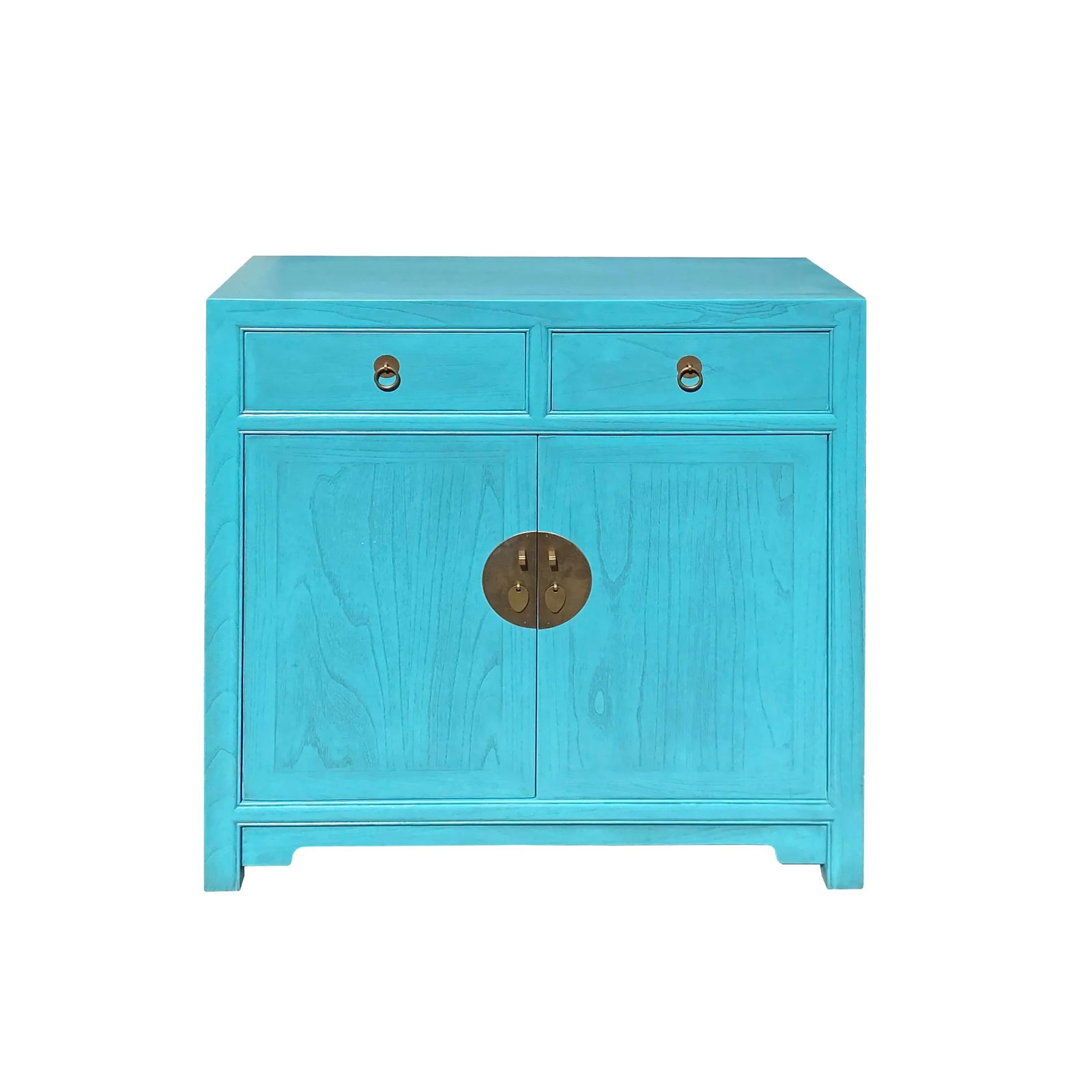 Chinese Simple Narrow Pastel Blue 2 Drawers Side Cabinet - 5
