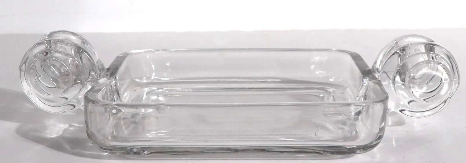 Art Deco Mid Century Crystal Glass Centerpiece Candlesticks - 2