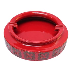 Mid-Century Italian Modern Ceramic Ashtray With Floral Motif