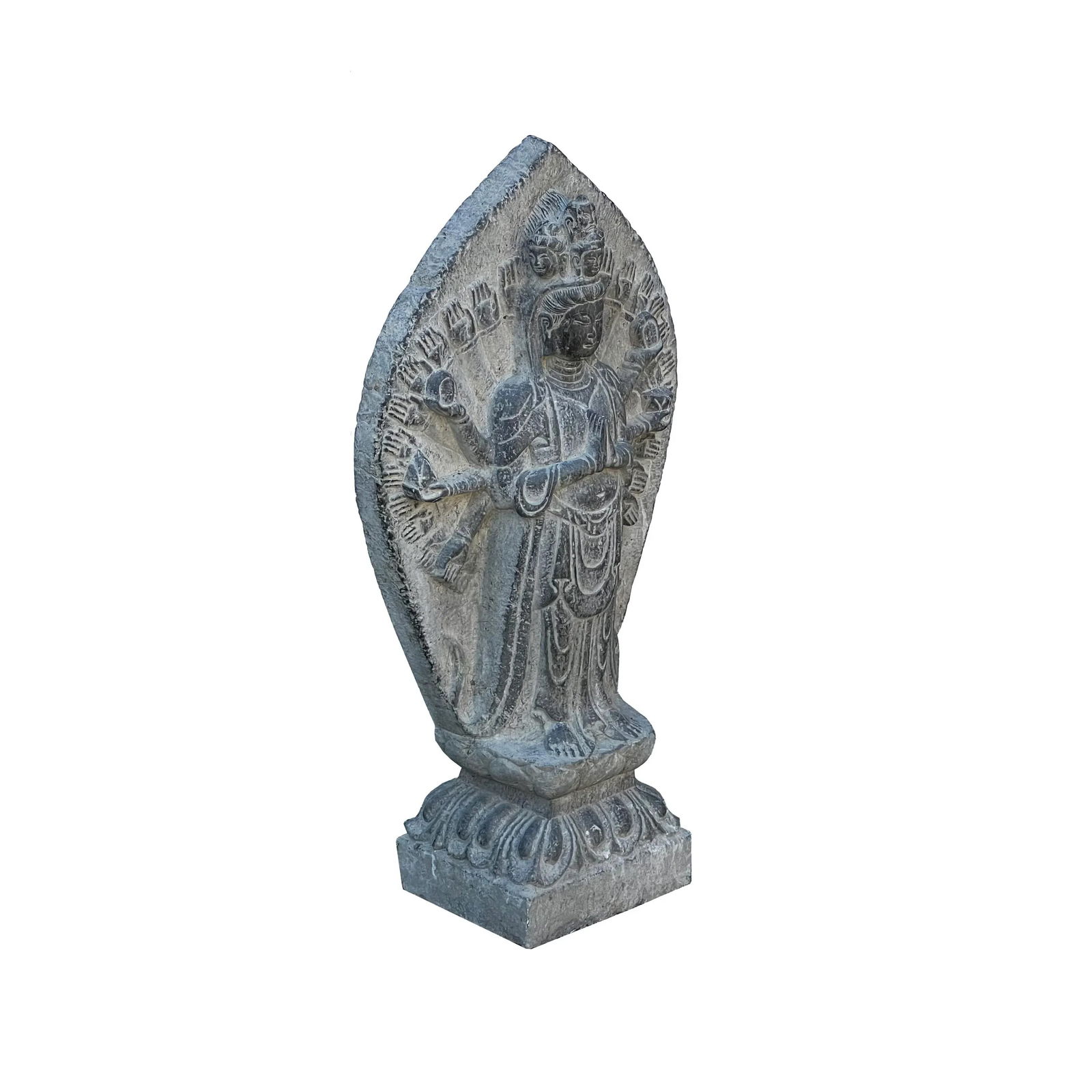 Chinese Stone Standing Multi-Hands Kwan Yin Tara Bodhisattva Statue - 3